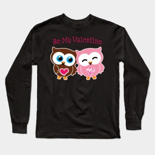 'Be my Valentine' Cute Valentine's Day Owl Long Sleeve T-Shirt